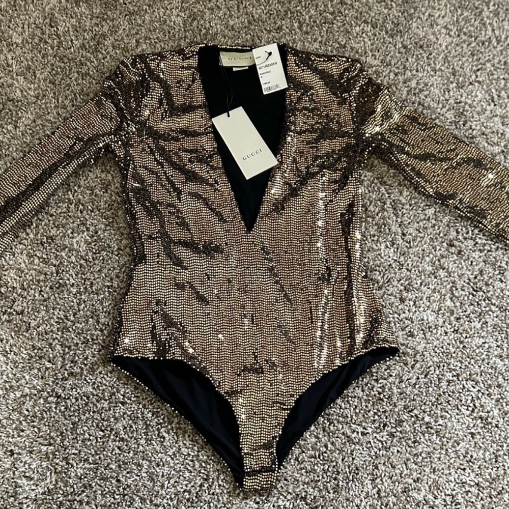 Gucci metallic gold bodysuit